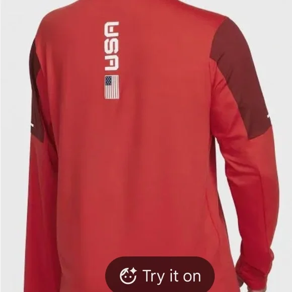 Nike Red and Maroon Quarter-Zip Pullover - Picture 2 of 5